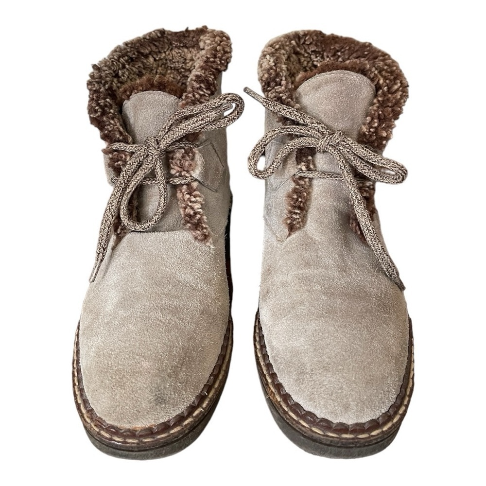 Vicini Italian Suede Shearling Fur Lined Ankle Booties | Women’s 6